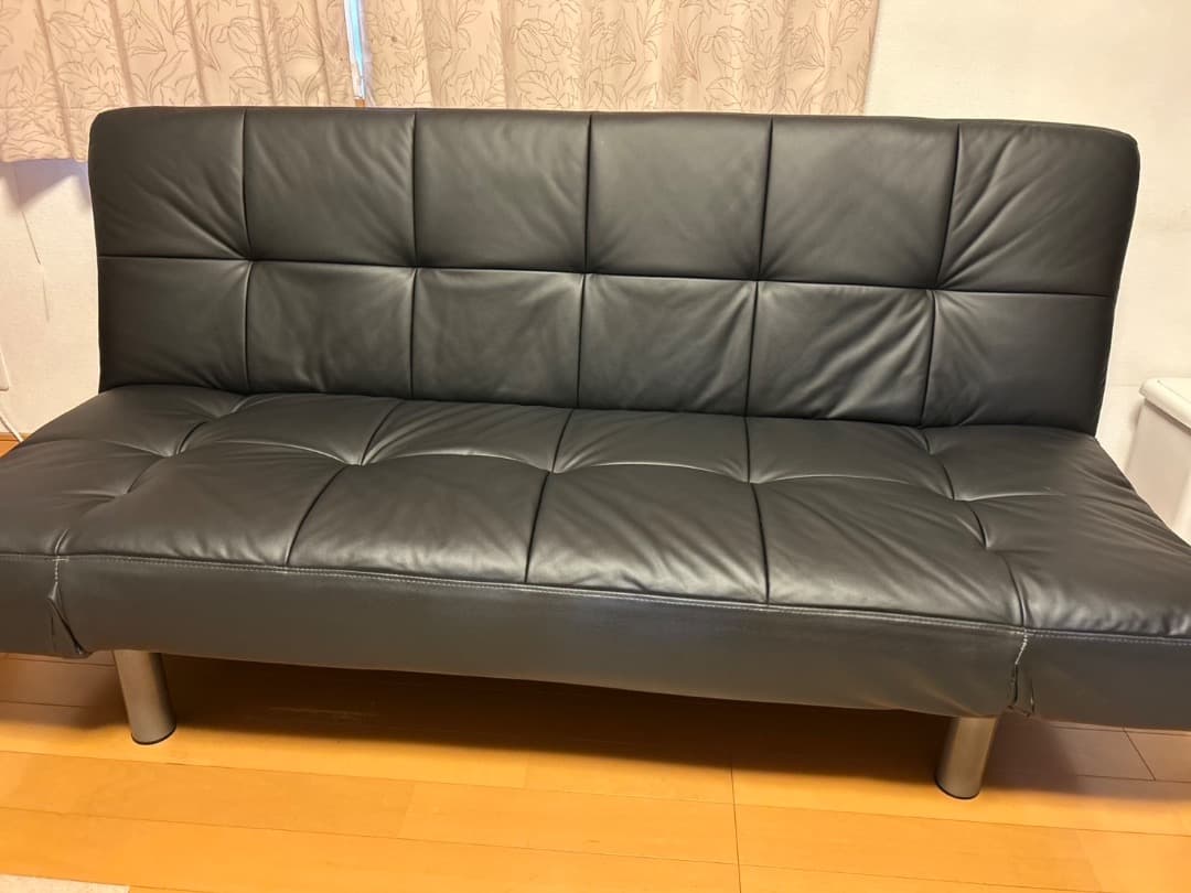 【美品】ニトリ ソファベッド Nシールド マークスAM BK｜合皮｜傷に強い