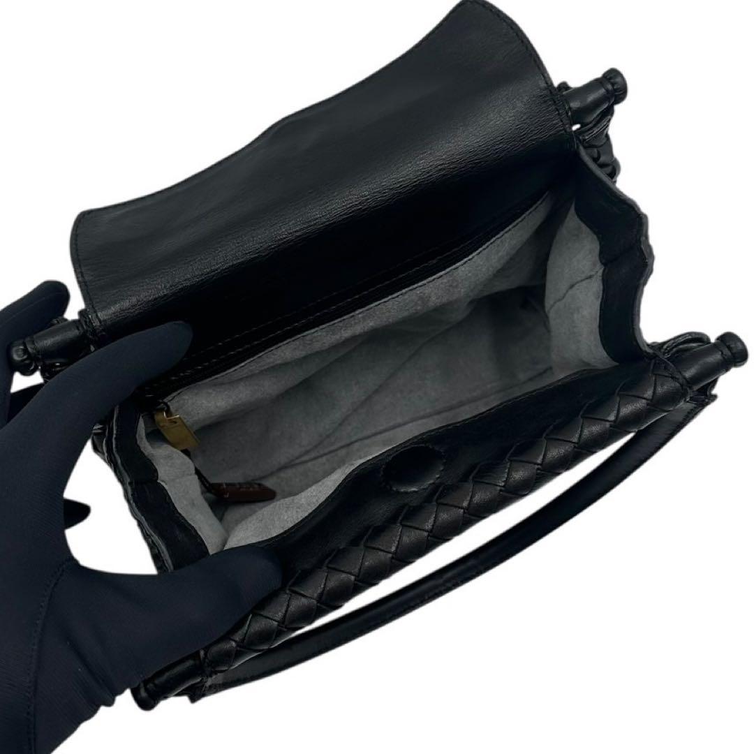 【良品】BOTTEGA VENETA ハンドバッグ イントレチャート レザー 黒