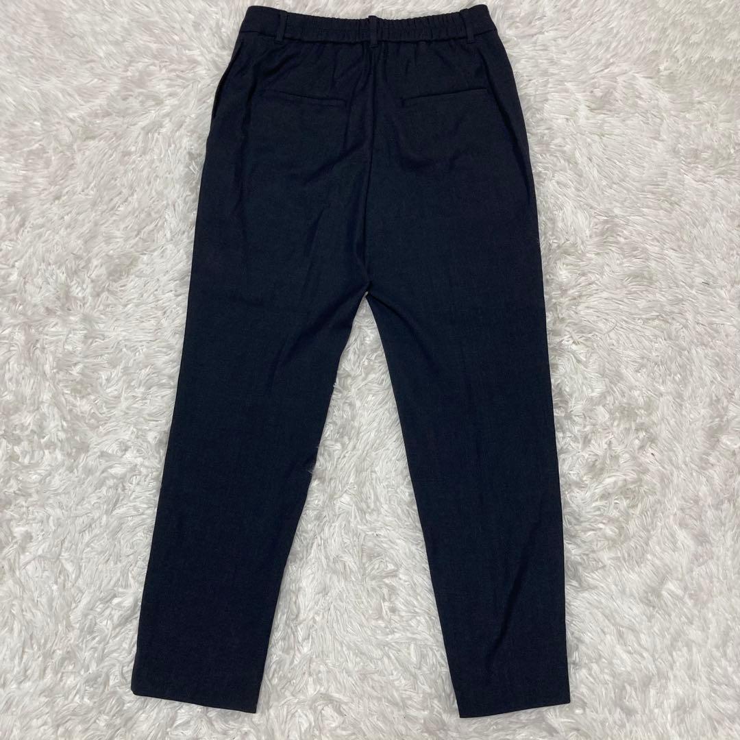 PLST スーツ　セットアップ　ノーカラー　Lサイズ　リネン混　ネイビー