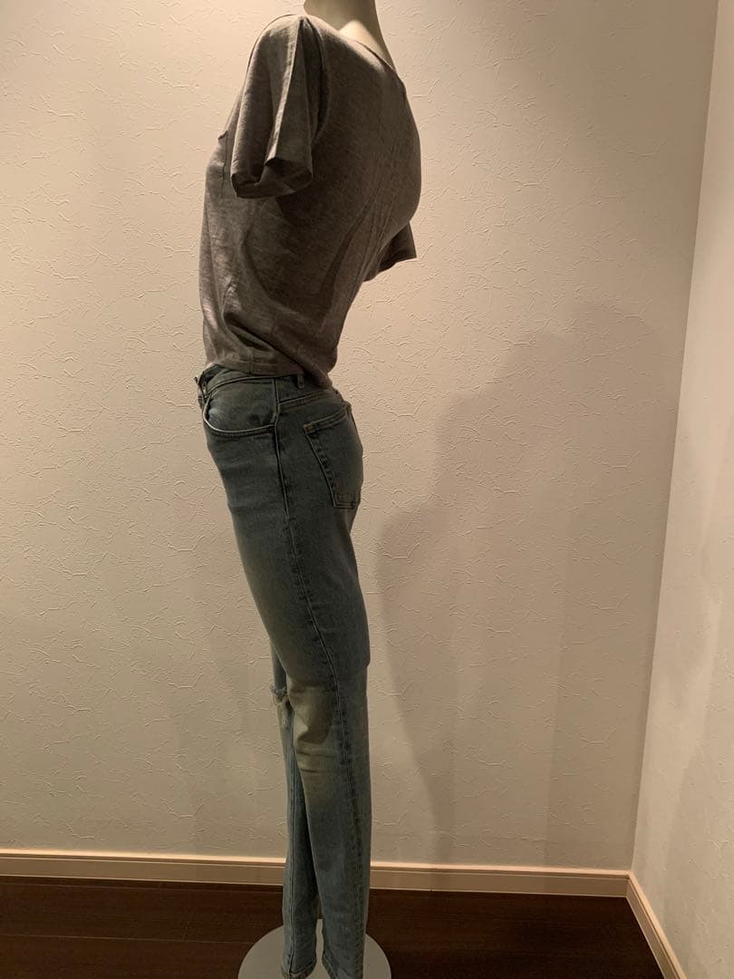 【美品】yslライトブルースキニーデニム25インチクラッシュダメージサンローラン