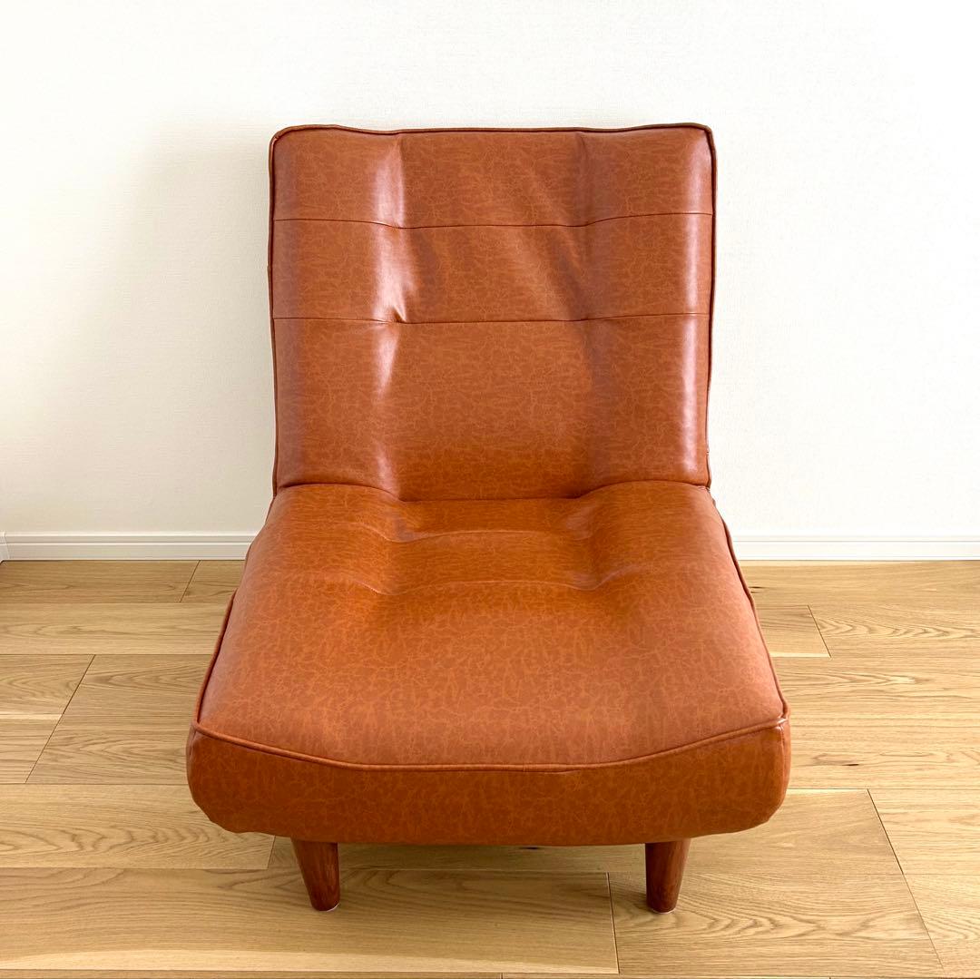 1人掛け リクライニング ハイバックソファ キャメル ヴィンテージスタイル