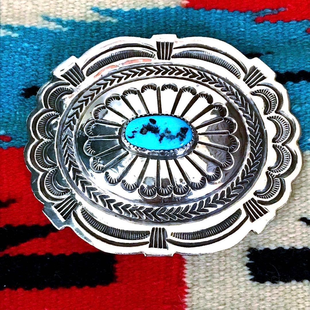 Indian Jewelry ターコイズ　　　　　　シルバー　バックル　C. B