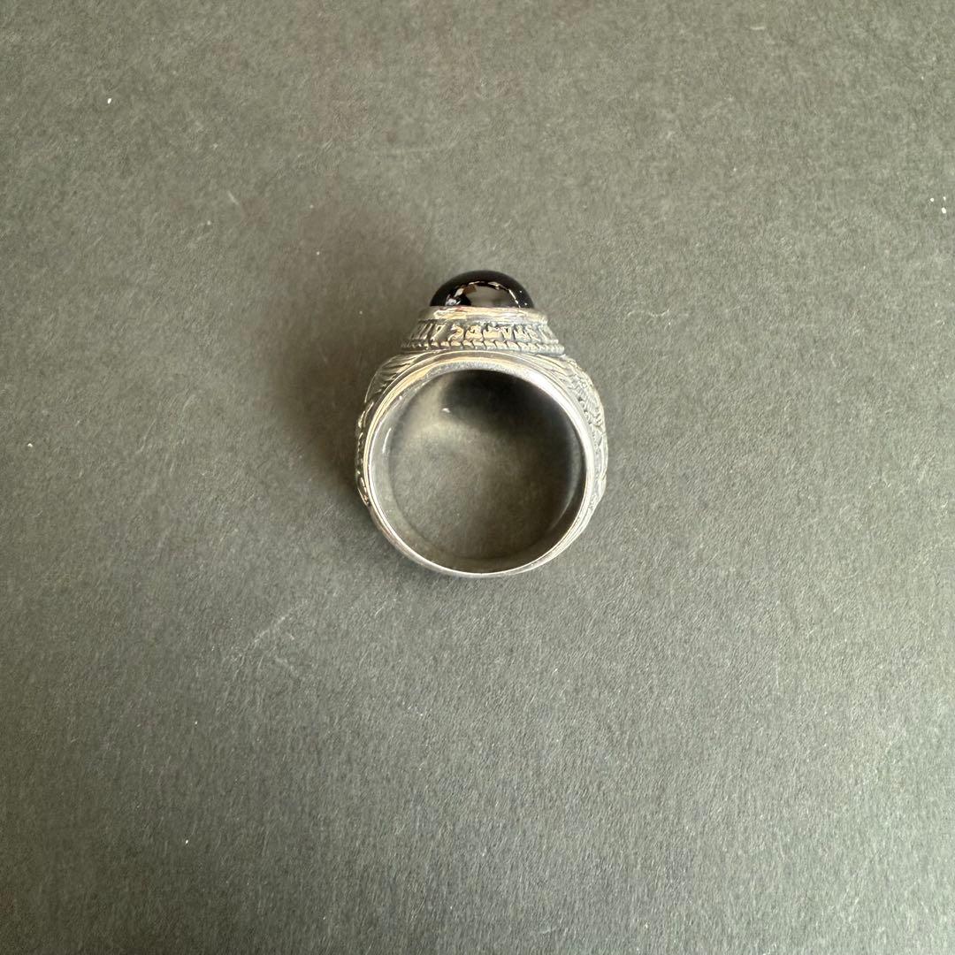 Silver925 シルバー カレッジ リング エンブレム ミリタリー 青 23