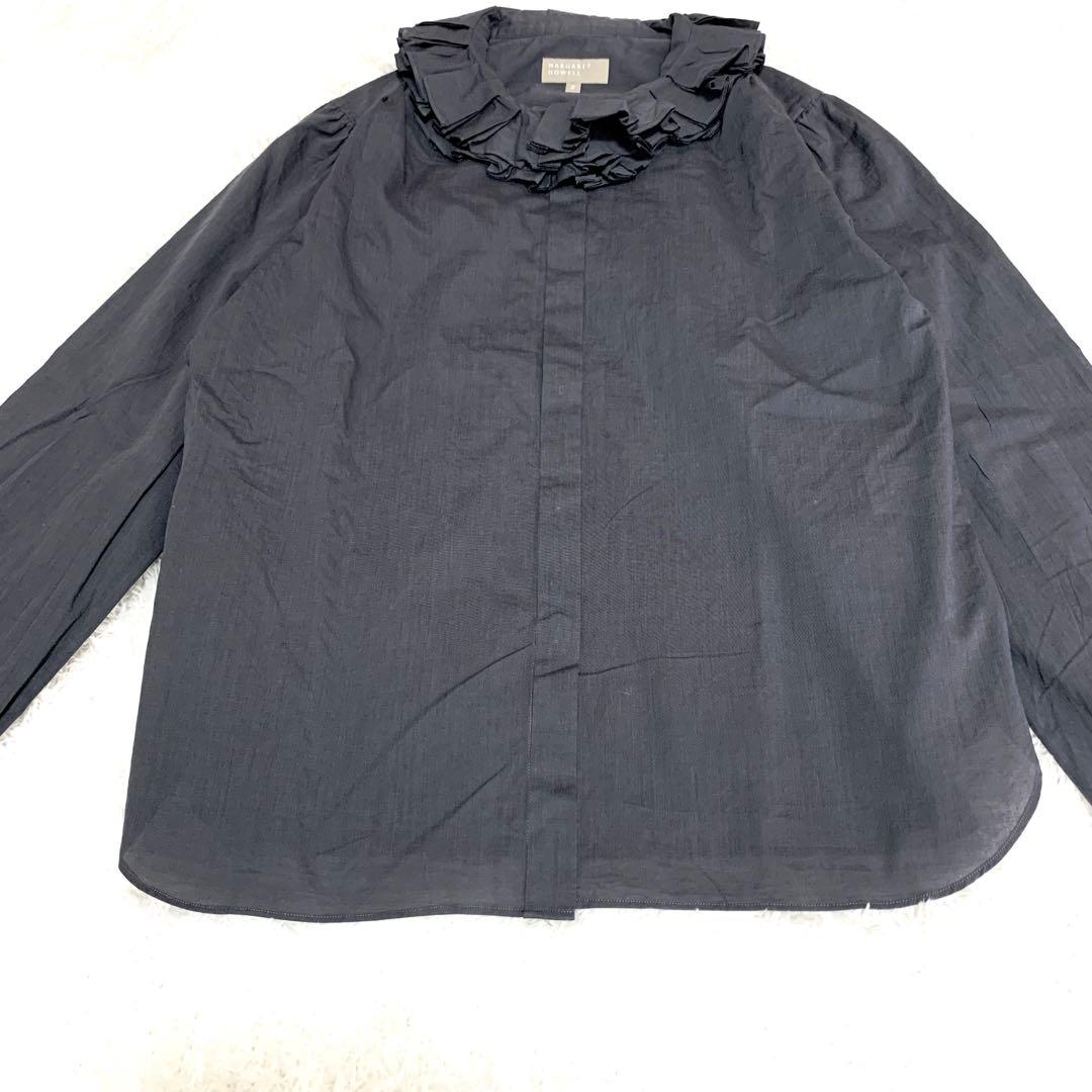 マーガレットハウエル フリル襟シャツ ブラウス グレー サイズ3