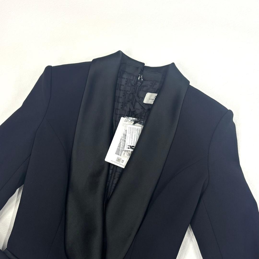 エリザベッタフランキ ミニ ドレス ブラック ミニフレア AB71047E2