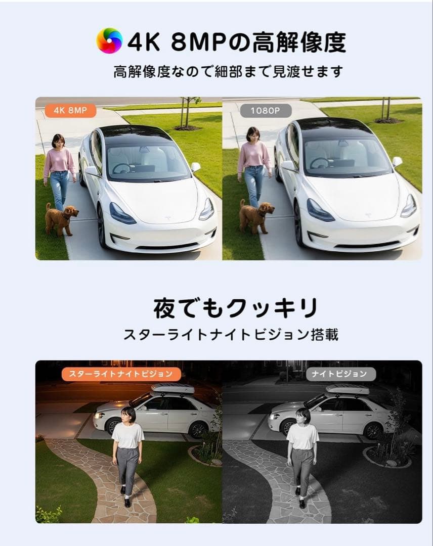 800万画素・360度PTZ Dipclea 防犯カメラ 屋外 ソーラー 家庭用