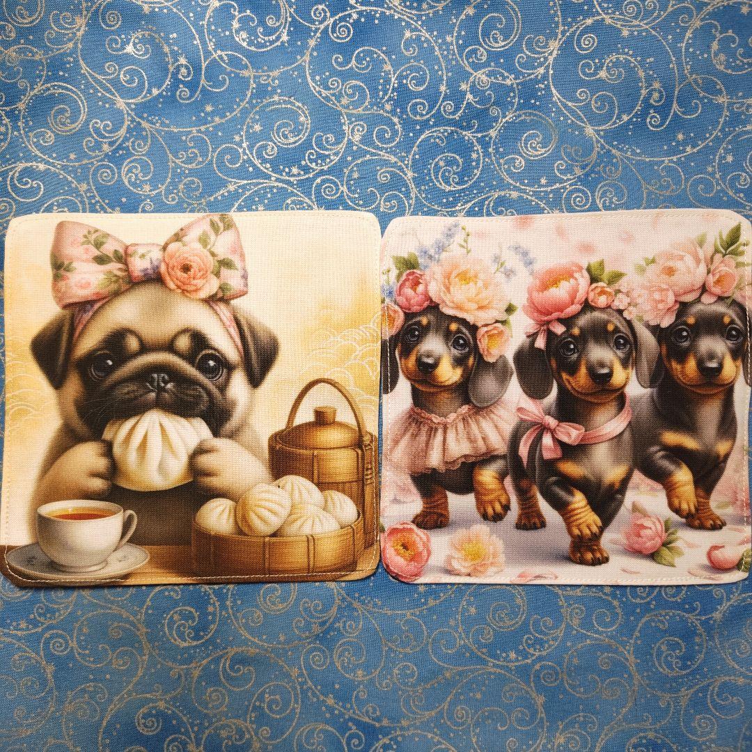 アロママ ハンカチ　パグちゃん　ダックス 柄　28枚