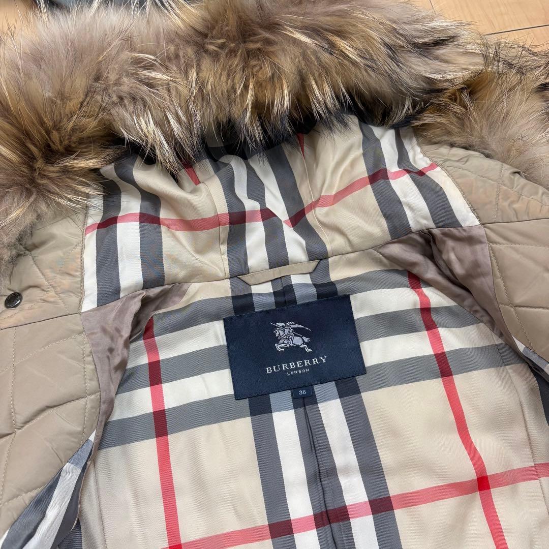 バーバリーロンドン キルティング ダッフルコート ファー メガチェック
