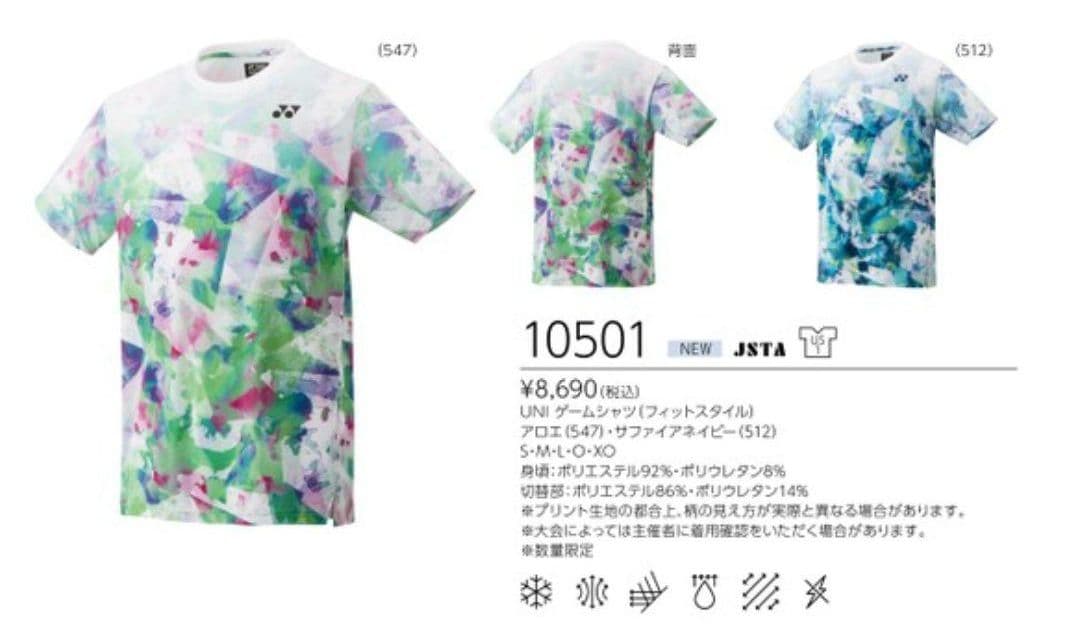 2枚セット 10501 ヨネックス ゲームシャツ ユニL サファイアネイビー