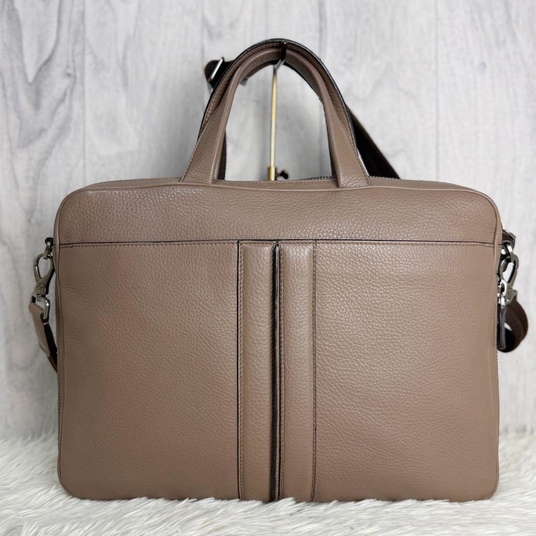 美品♡TOD'S トッズ ロゴ レザー 2way ビジネスバッグ グレージュ