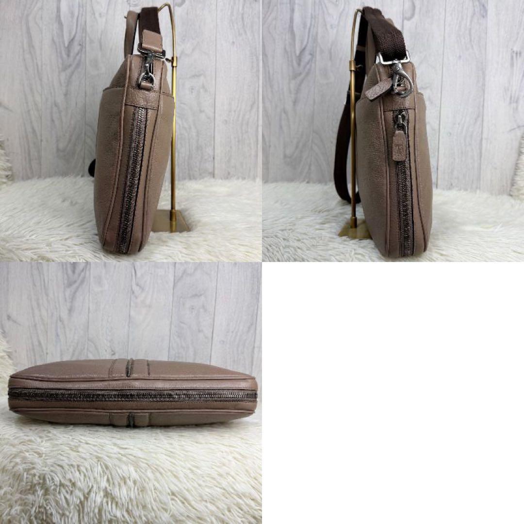 美品♡TOD'S トッズ ロゴ レザー 2way ビジネスバッグ グレージュ