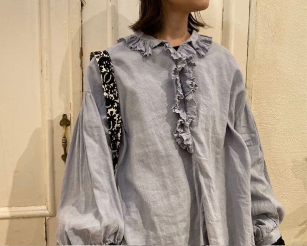 UpcycleLino 近江晒しフラワーカラーブラウス　ネストローブ