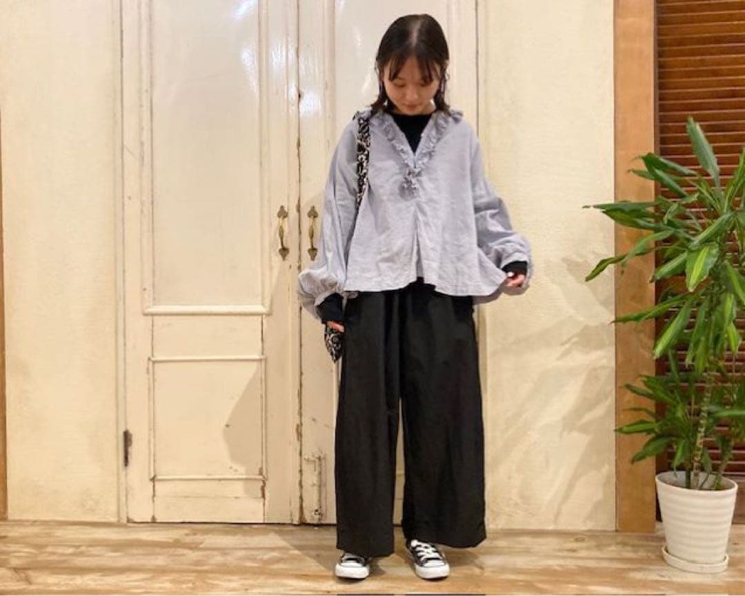 UpcycleLino 近江晒しフラワーカラーブラウス　ネストローブ