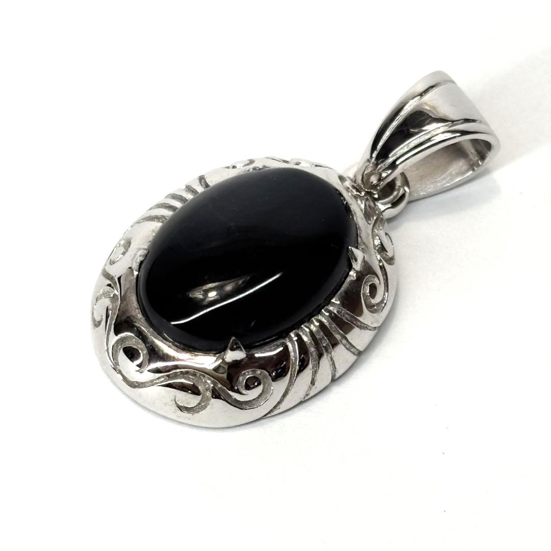 新品未使用 SAAD サード ブラックスター 唐草彫りペンダント トップ H30