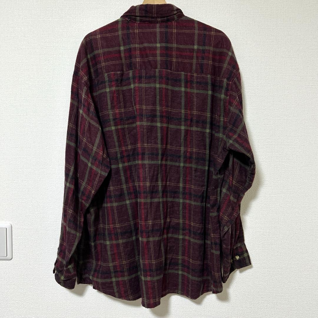 希少 USA製 XL ラルフローレン ネルシャツ ポニーなし グラフチェック渋色