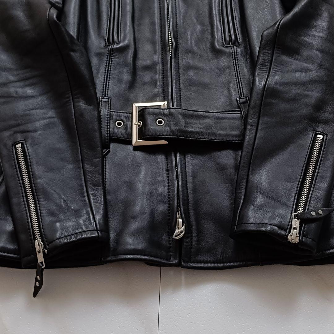 美品✨️KADOYA ベルテッド シングル ライダース ジャケット 牛革 黒