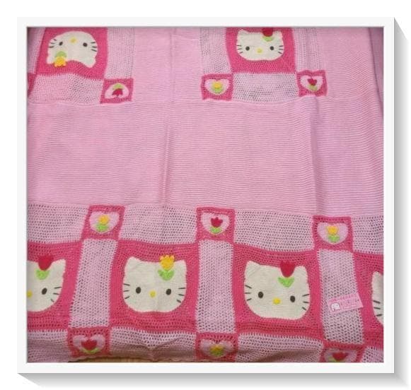 【希少】激レア1999年チューリップキティ　カギ編みソファーカバー　当時物