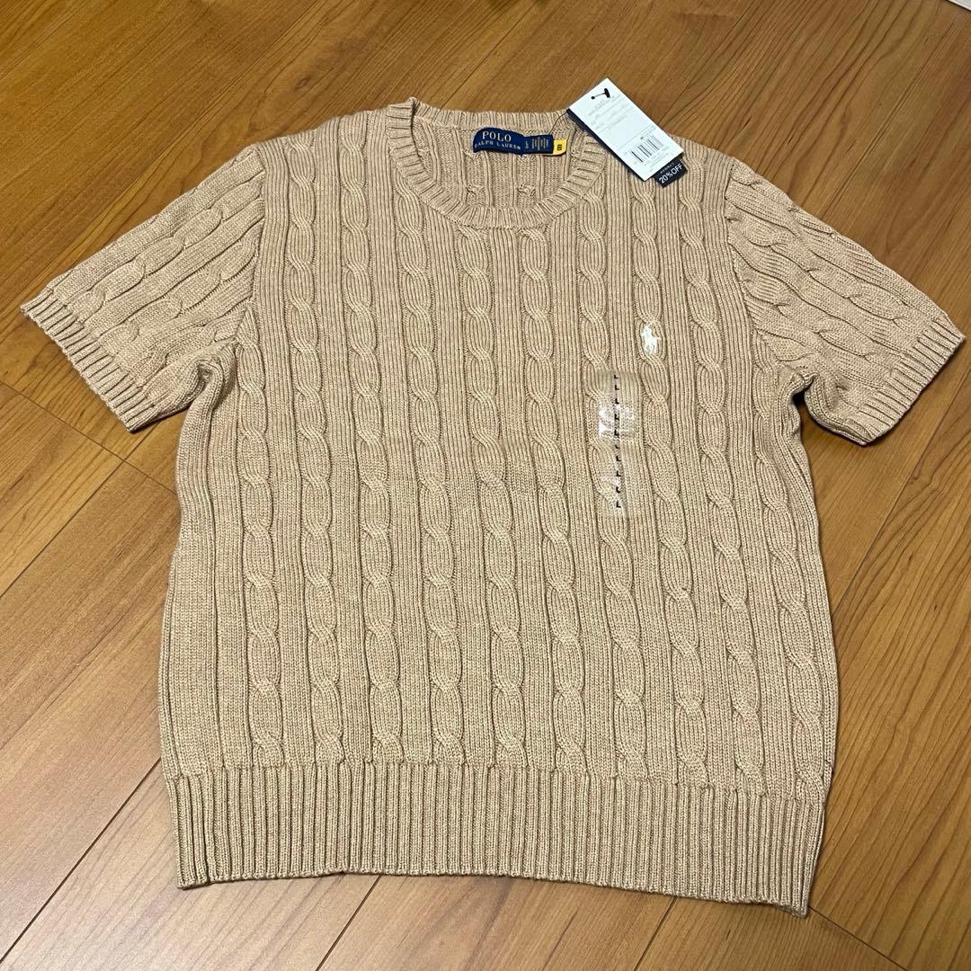 POLO RALPH LAUREN 半袖ニットセーター L ベージュ