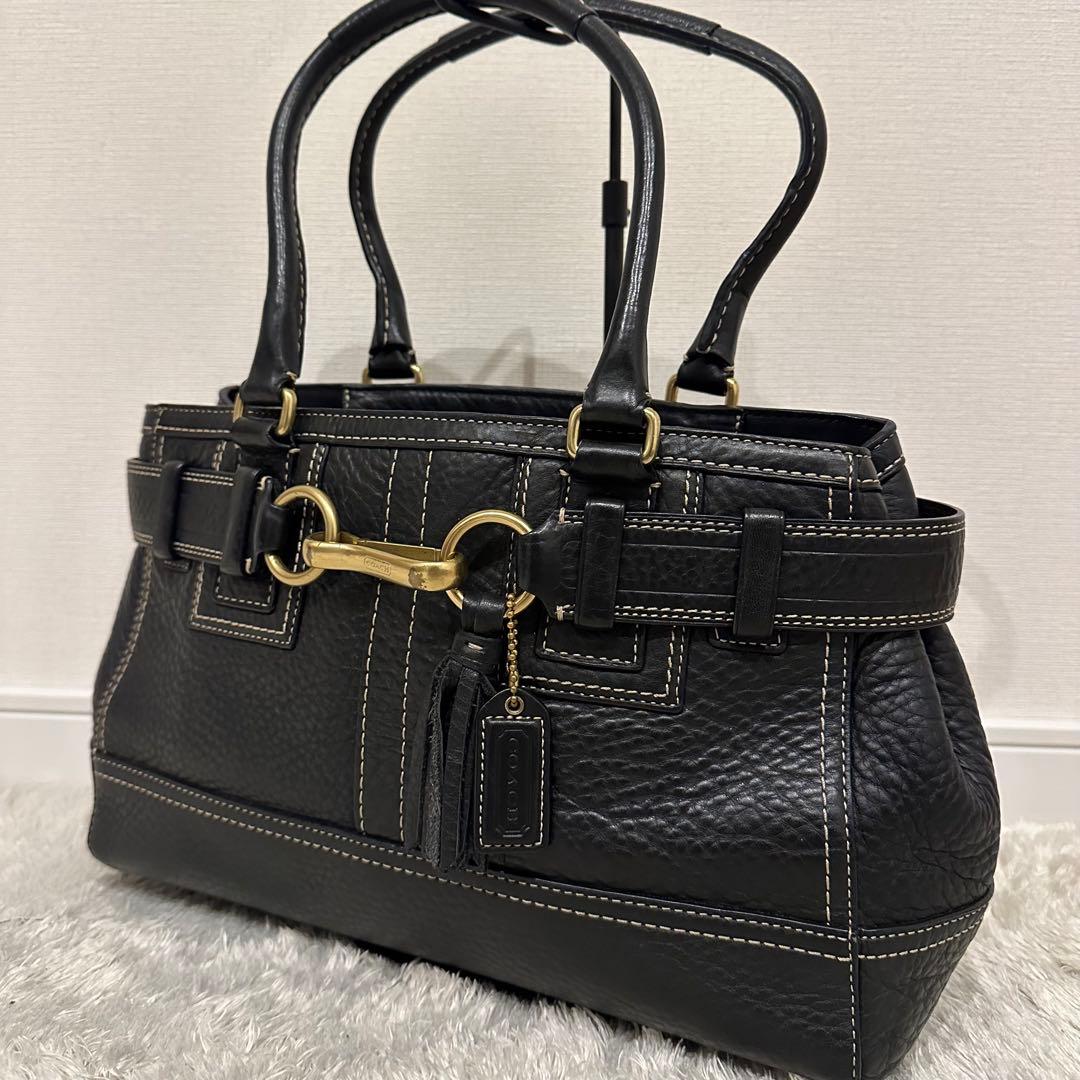 COACH コーチ　バッグ　ハンドバッグ　タッセル　フリンジ　金具　レザー