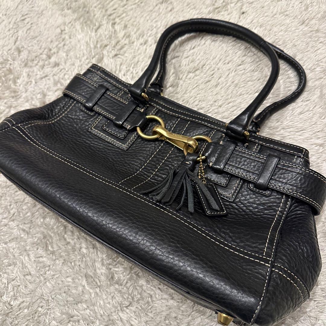 COACH コーチ　バッグ　ハンドバッグ　タッセル　フリンジ　金具　レザー