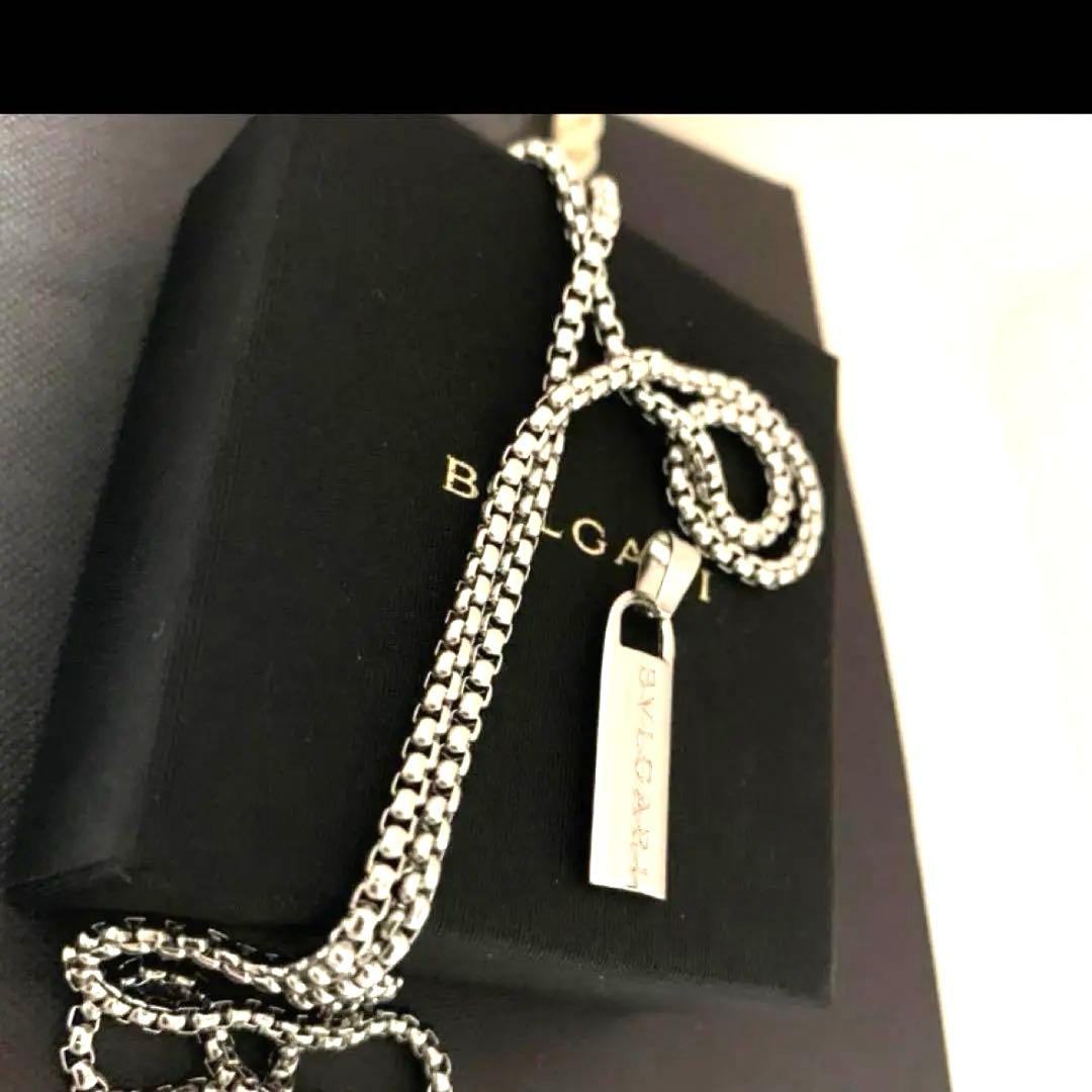 『断捨離中』ブルガリアロゴプレートチャーム新品／ネックレス　ベニチアン55センチ