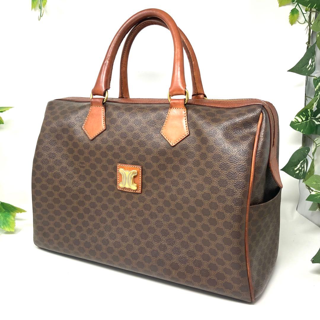 【格安優良品】CELINE セリーヌ マカダム柄 ボストンバッグ 金色モチーフ