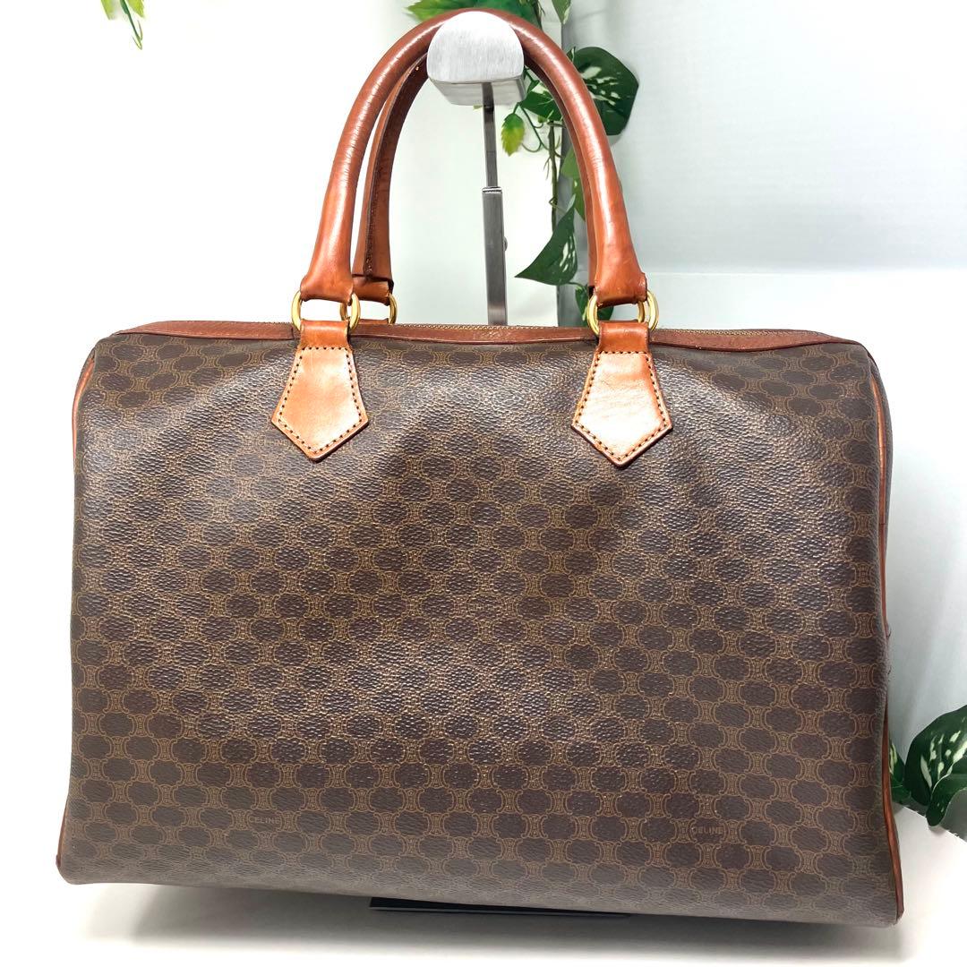 【格安優良品】CELINE セリーヌ マカダム柄 ボストンバッグ 金色モチーフ