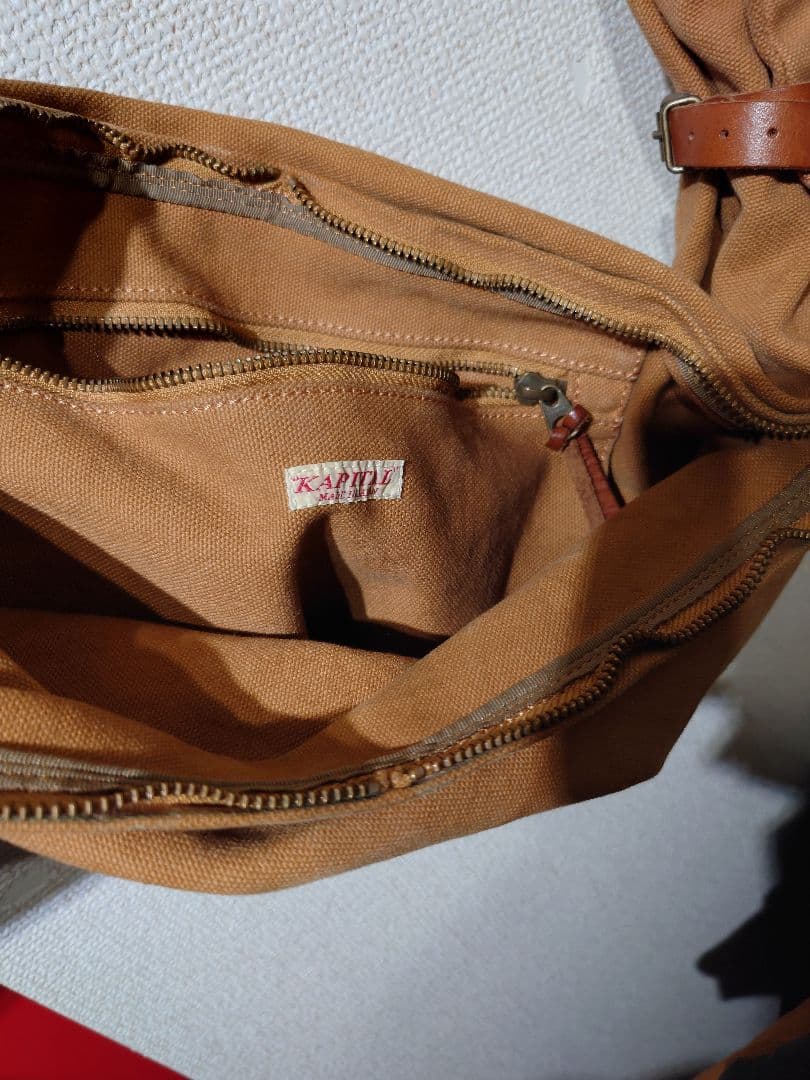 【送料込】kapital 帆布 リトル スナフキン バッグ キャメル