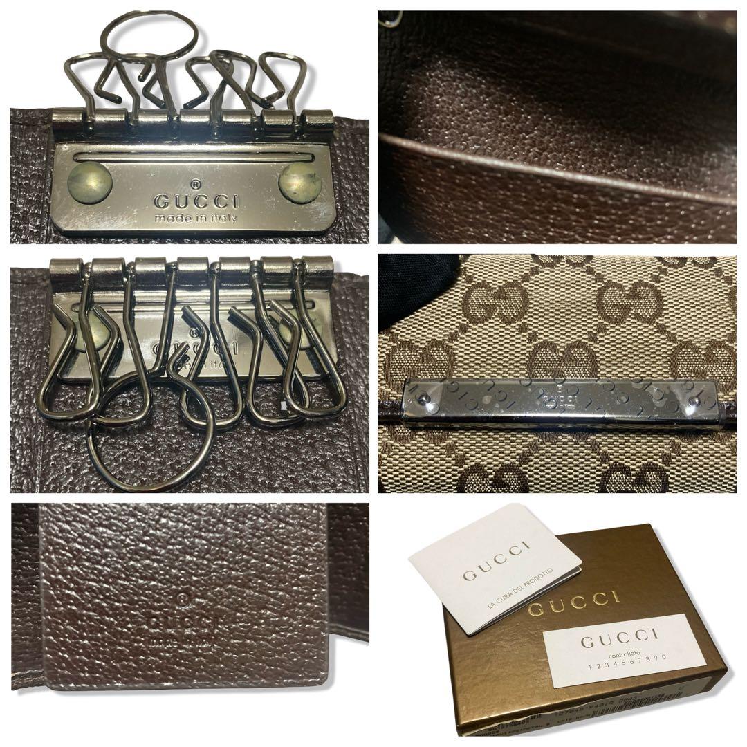 箱付き未使用品　グッチ　キーケース　6連　GG柄　キャンバス　ブラウン