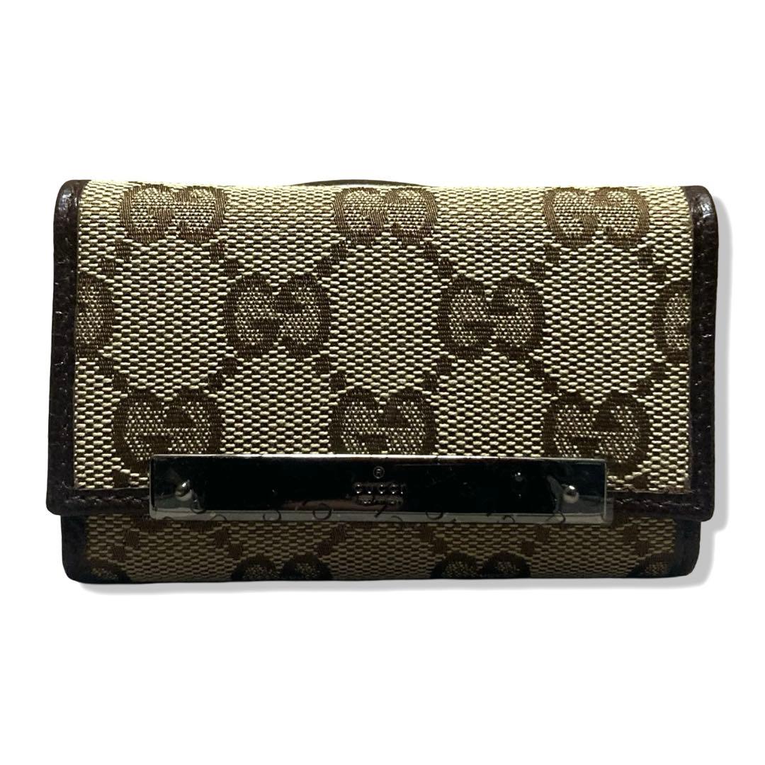 箱付き未使用品　グッチ　キーケース　6連　GG柄　キャンバス　ブラウン