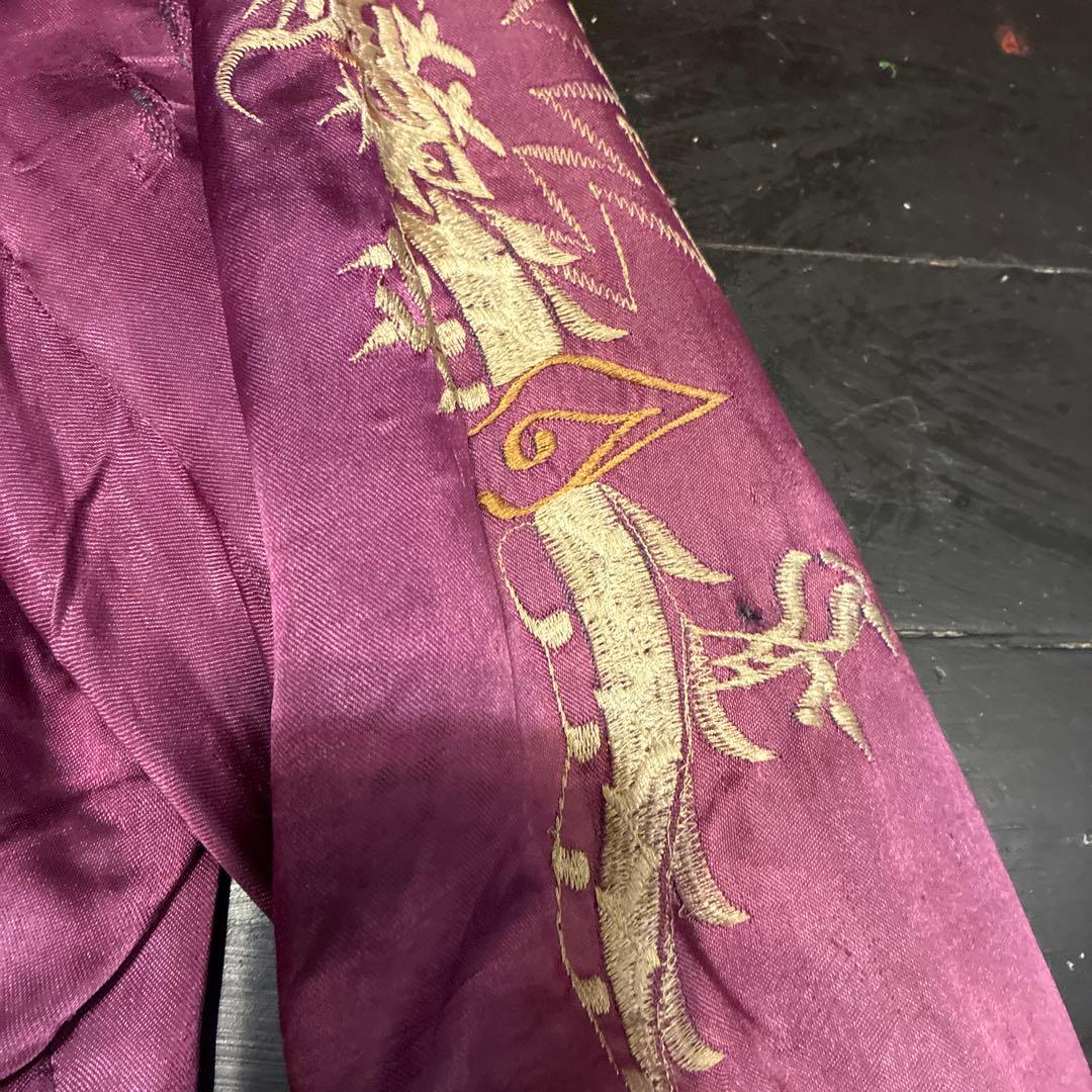 ヴィンテージ紫 ドラゴン刺繍 KOREA 50sスカジャンMサイズ