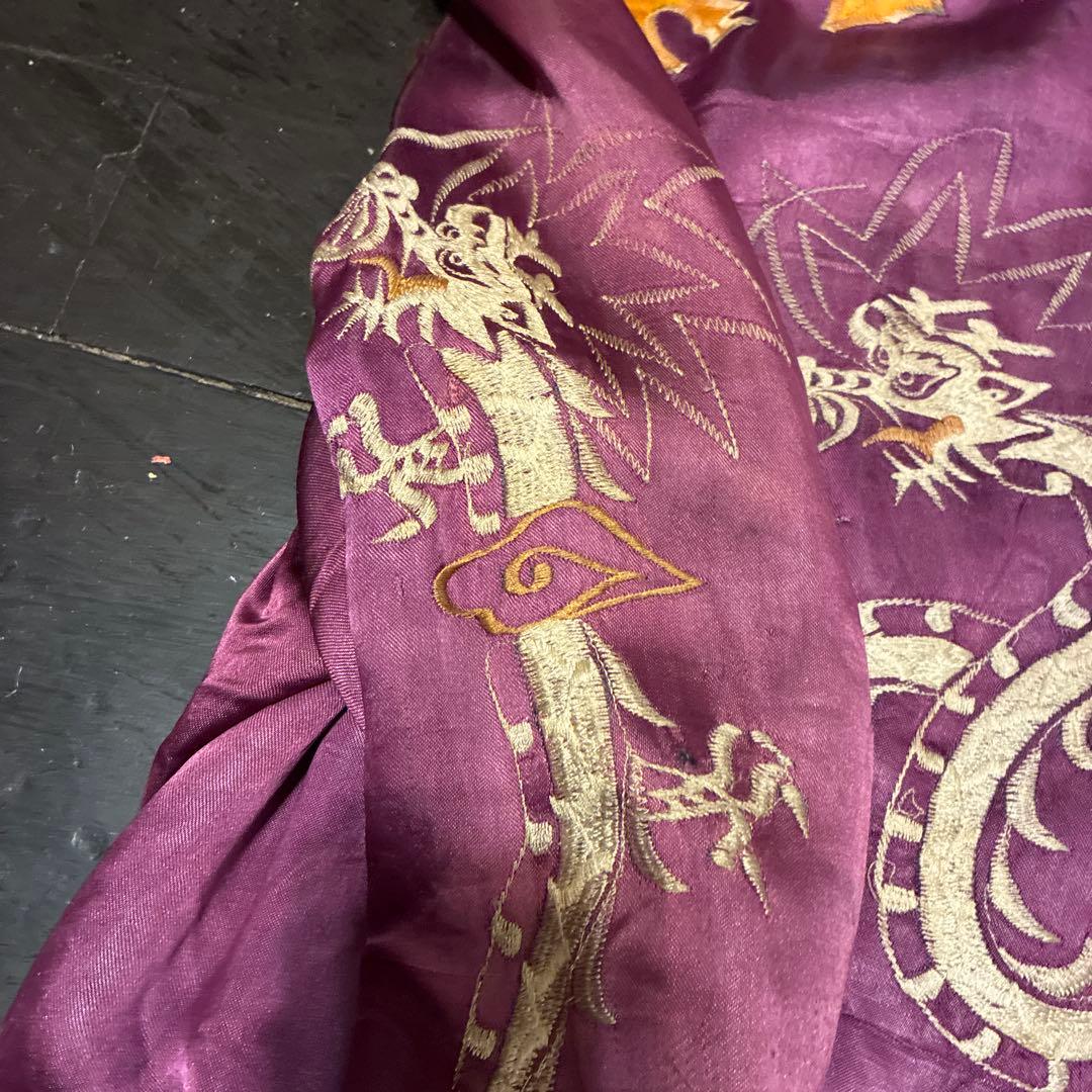 ヴィンテージ紫 ドラゴン刺繍 KOREA 50sスカジャンMサイズ