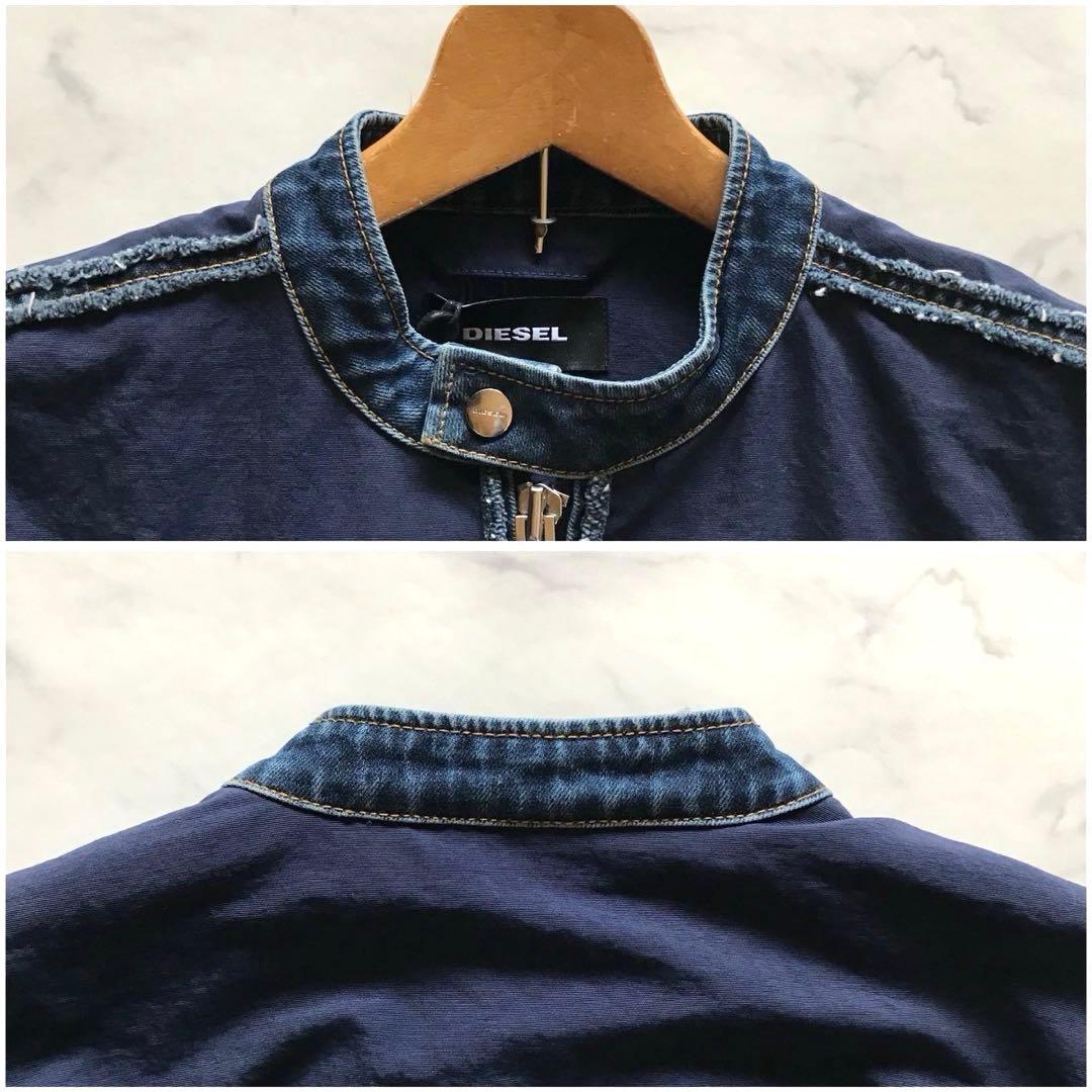 新品タグ付き/XL相当✨ディーゼル ライダース デニム切り替え 裏地ブルー 現行