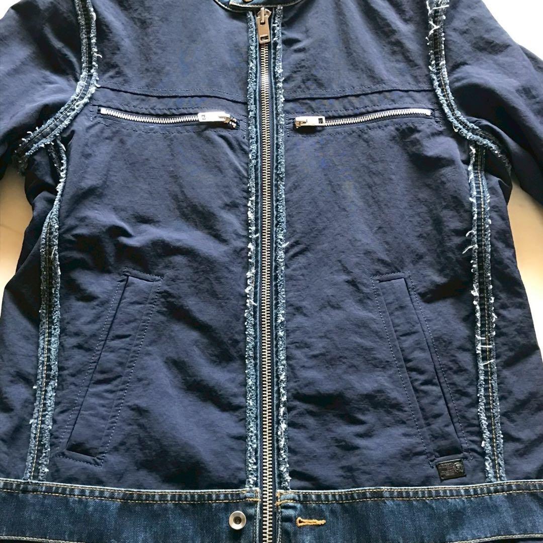 新品タグ付き/XL相当✨ディーゼル ライダース デニム切り替え 裏地ブルー 現行