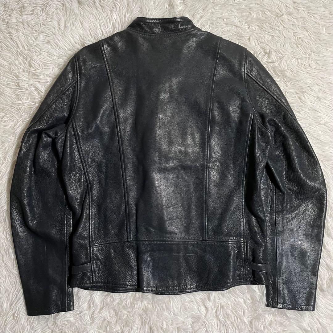 セヴシグ シングルライダースジャケット レザージャケット 裏地総柄