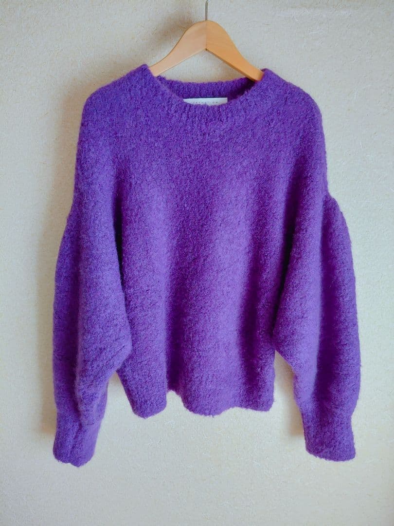 ESTNATION ブークレーカシミヤクルーネックニット　アルパカ　シルク　紫