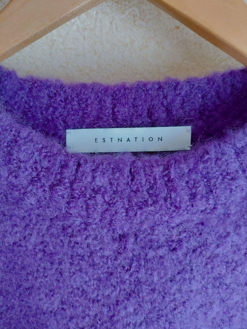 ESTNATION ブークレーカシミヤクルーネックニット　アルパカ　シルク　紫