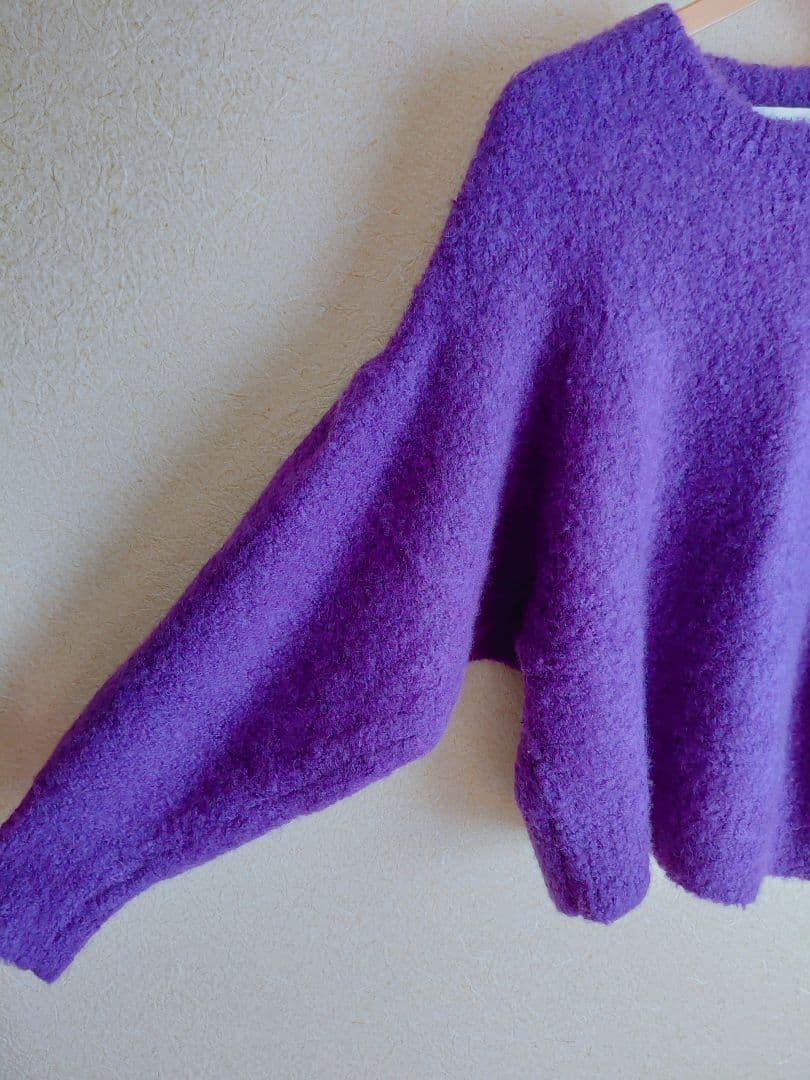 ESTNATION ブークレーカシミヤクルーネックニット　アルパカ　シルク　紫