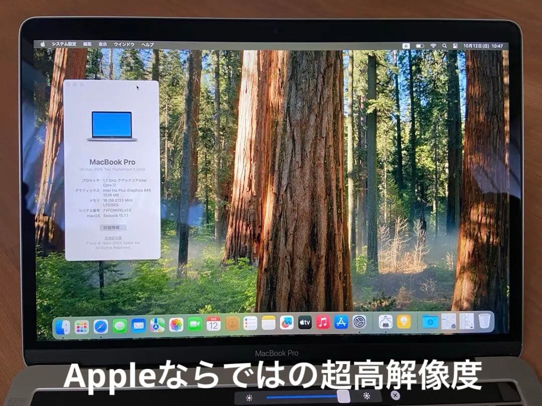 MacBook本体 MacBooK Pro CPU:corei7-8557U 1TB 16GB