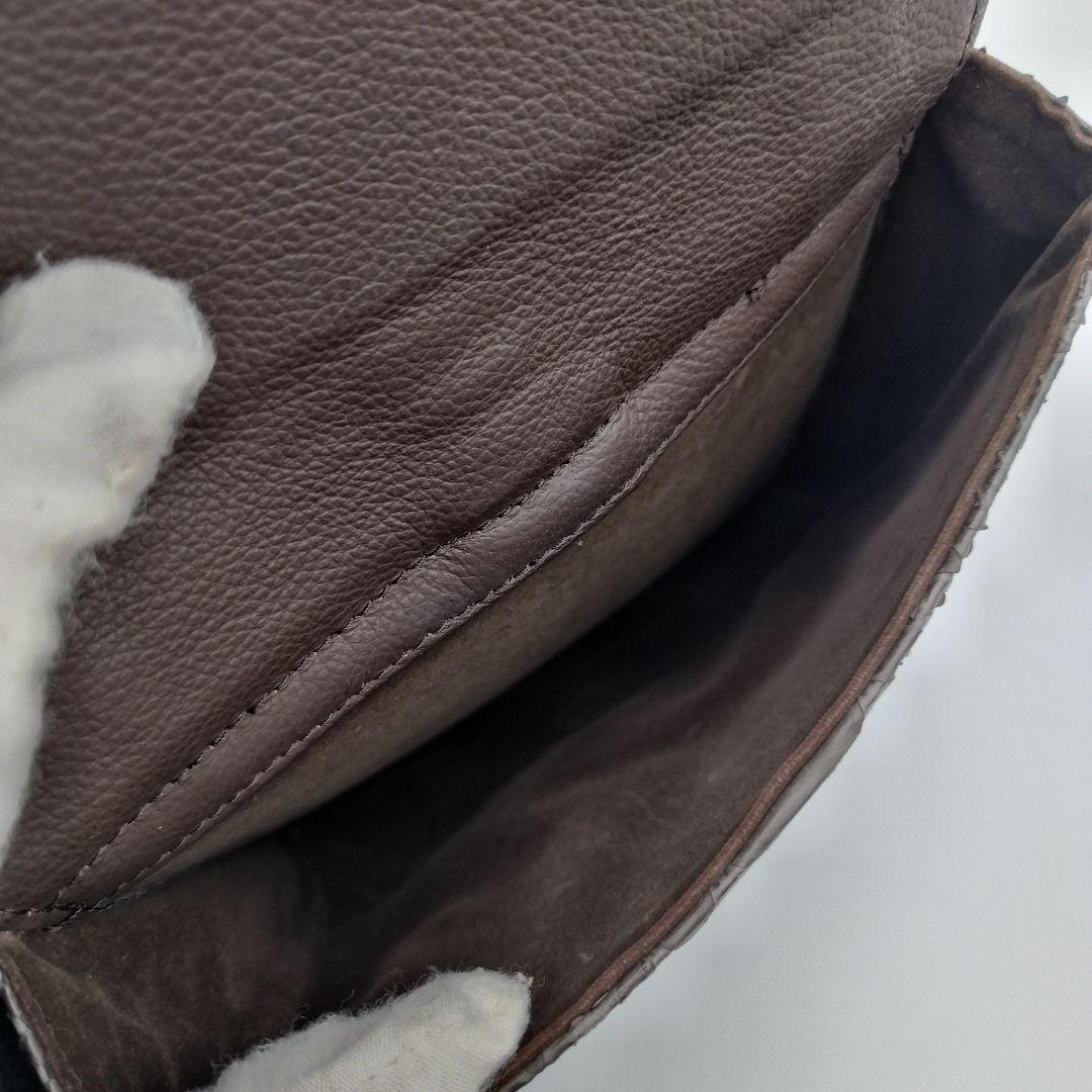 美品! パイソン 2way トートバッグ ボストン 大容量 ブラウン レザー