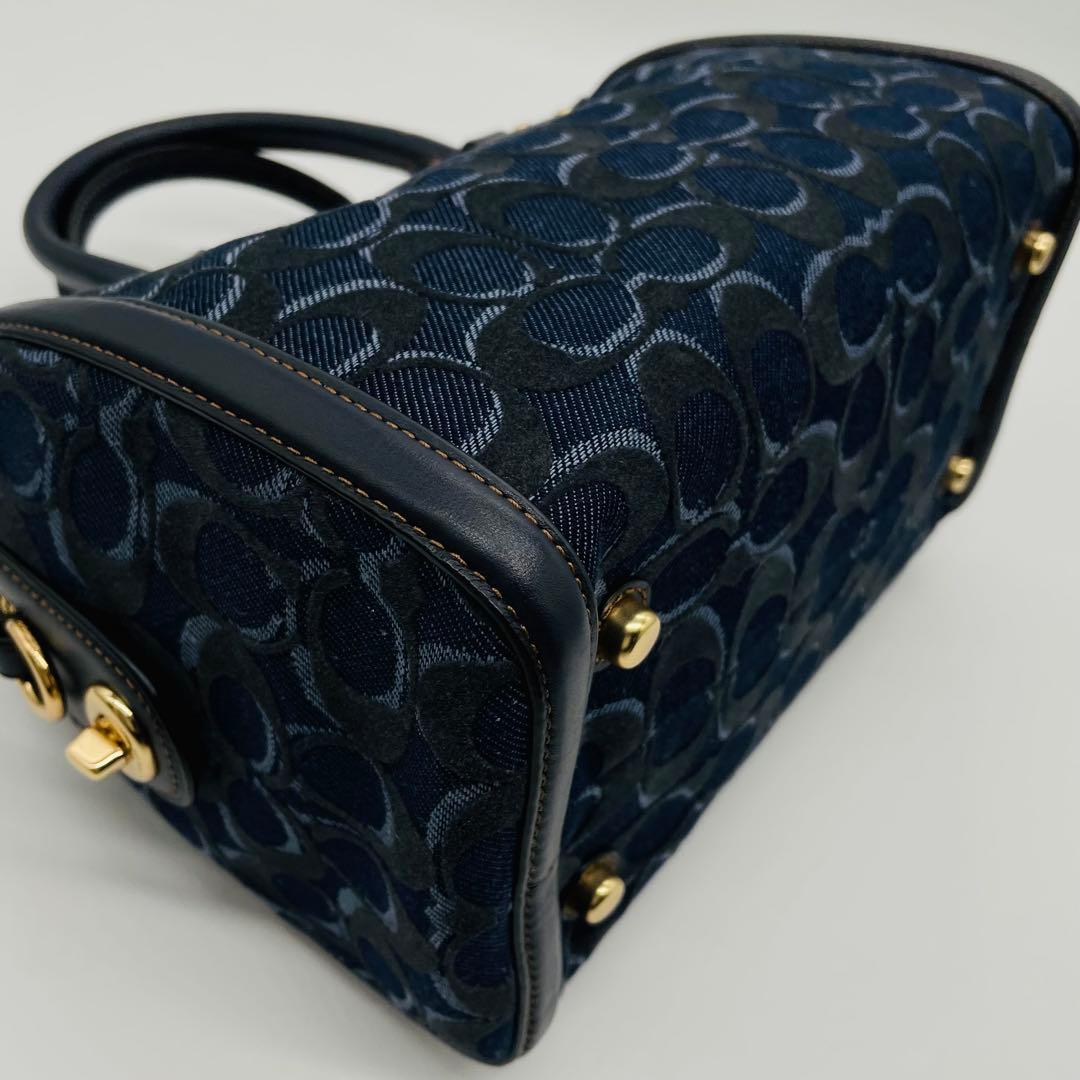 コーチ　ミニボストンバッグ　F39920 2WAY デニム　ネイビー　良品