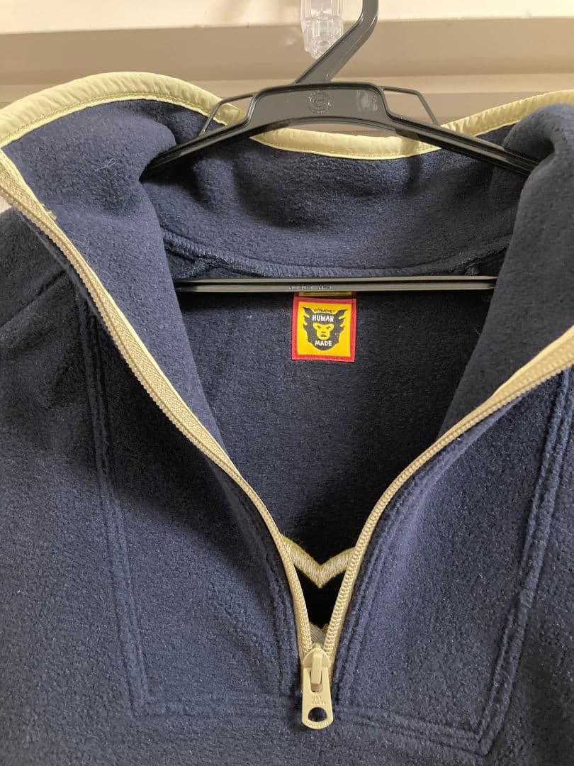 美品 Human Made ネイビー フリースジャケット ハーフジップ Lサイズ