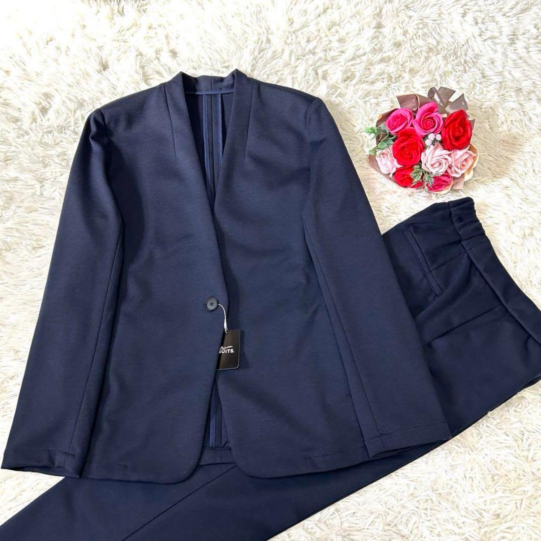 【未使用タグ付☆洗える♪】パジャマスーツ　セットアップ　レディース　ネイビー M