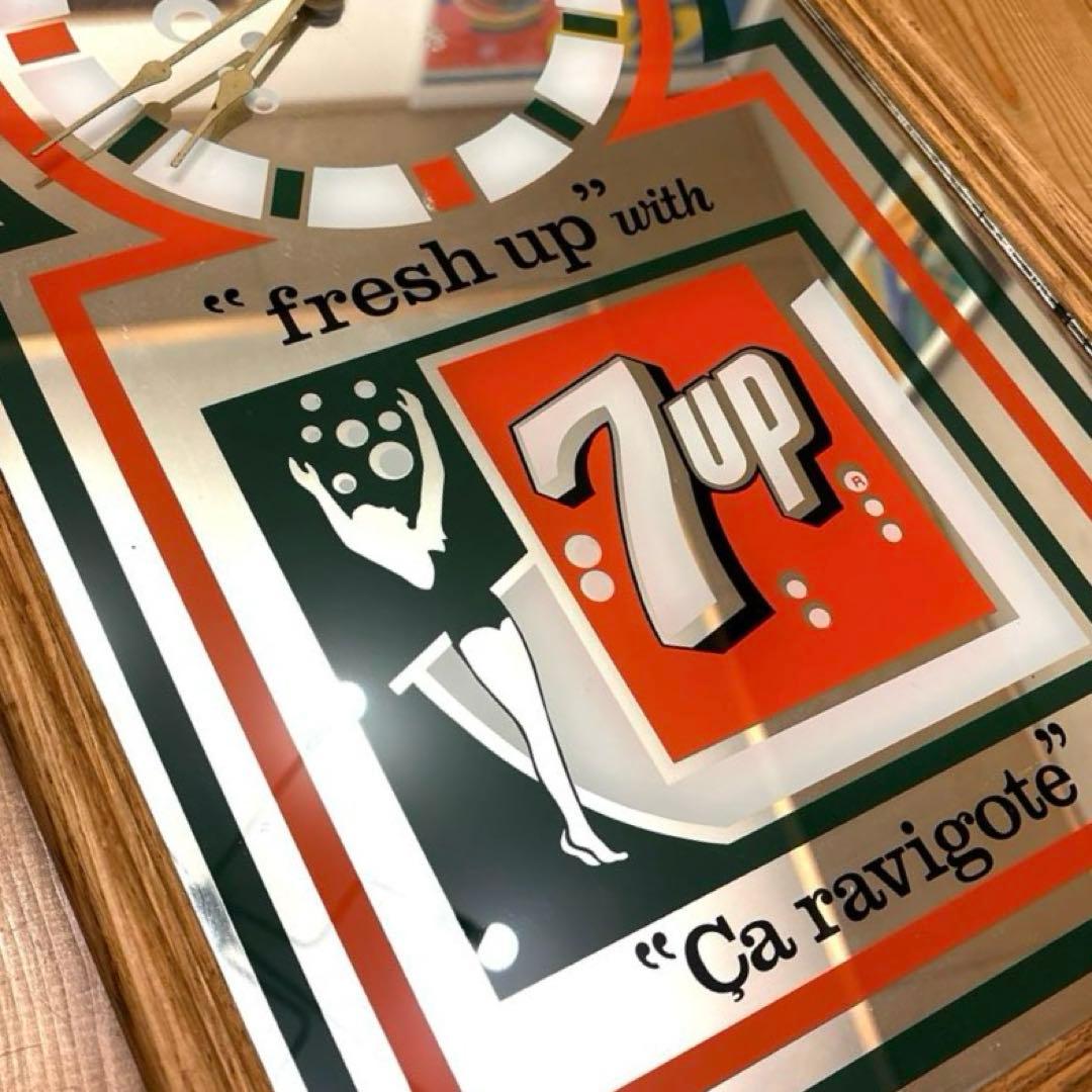 スーパーレア　60年代　セブンアップ　パブミラー　時計　クロック　看板 鏡