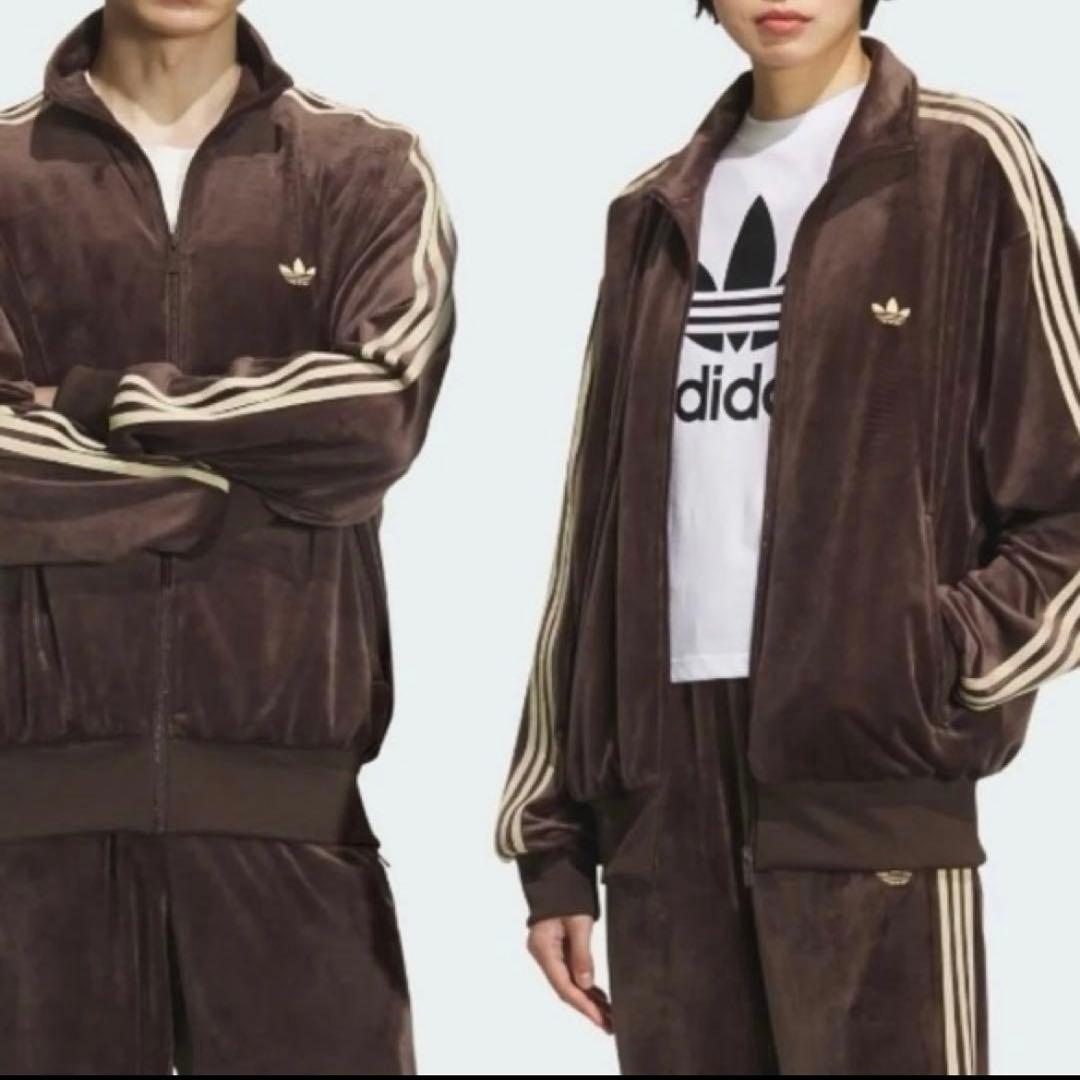 希少サイズM アディダスブラウン トラックジャケット ファイヤーバード ベロア