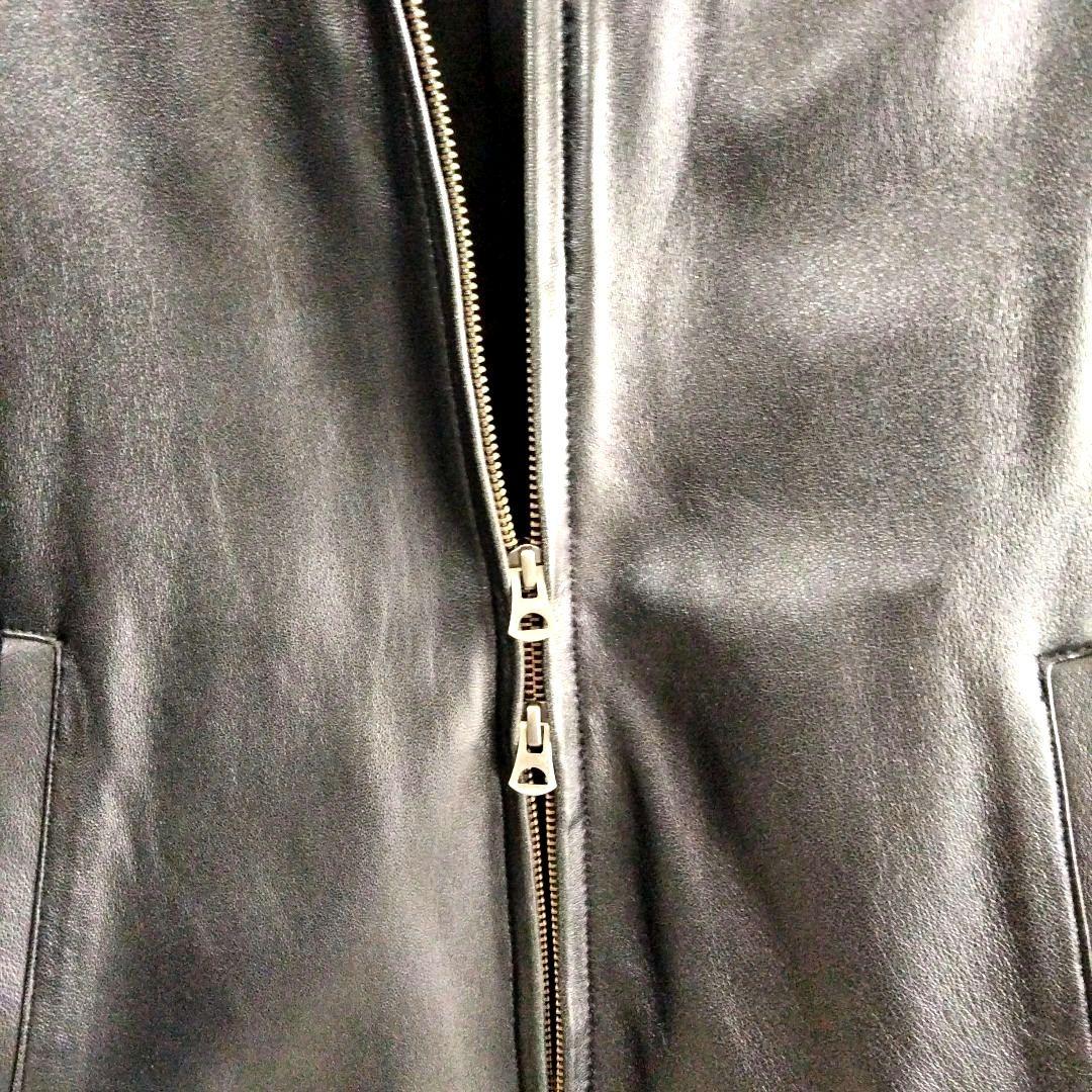 【ナノ・ユニバース】シングルライダースレザージャケット Lサイズ ブラック