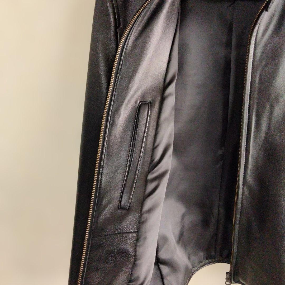 【ナノ・ユニバース】シングルライダースレザージャケット Lサイズ ブラック