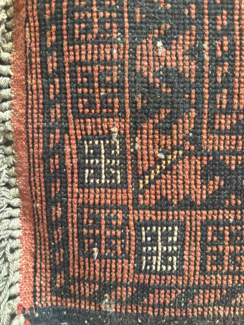 ★恵海★【ダメージあり】パキスタン絨毯　ウール　手織　ペルシャ　トルクメン