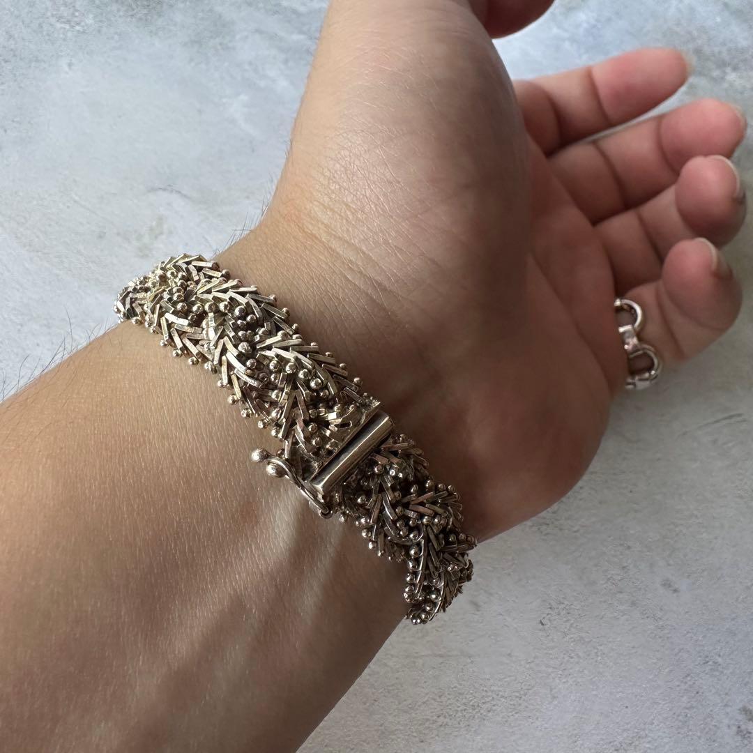 ヴィンテージ ブレイデッドデザインブレスレット シルバー925 メキシコ製