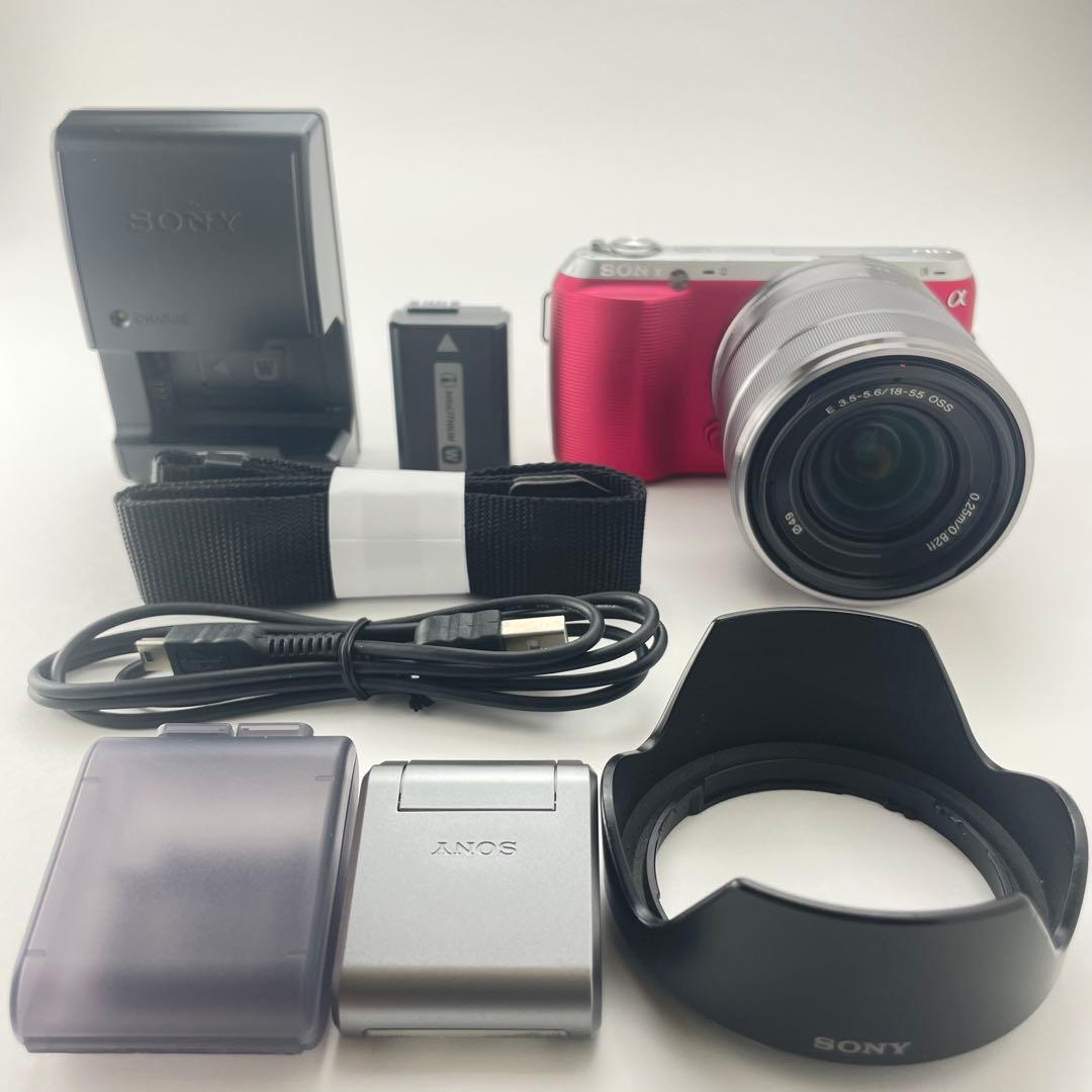 【美品・返品保証】Sony NEX-C3 ピンク 標準ズームレンズキット